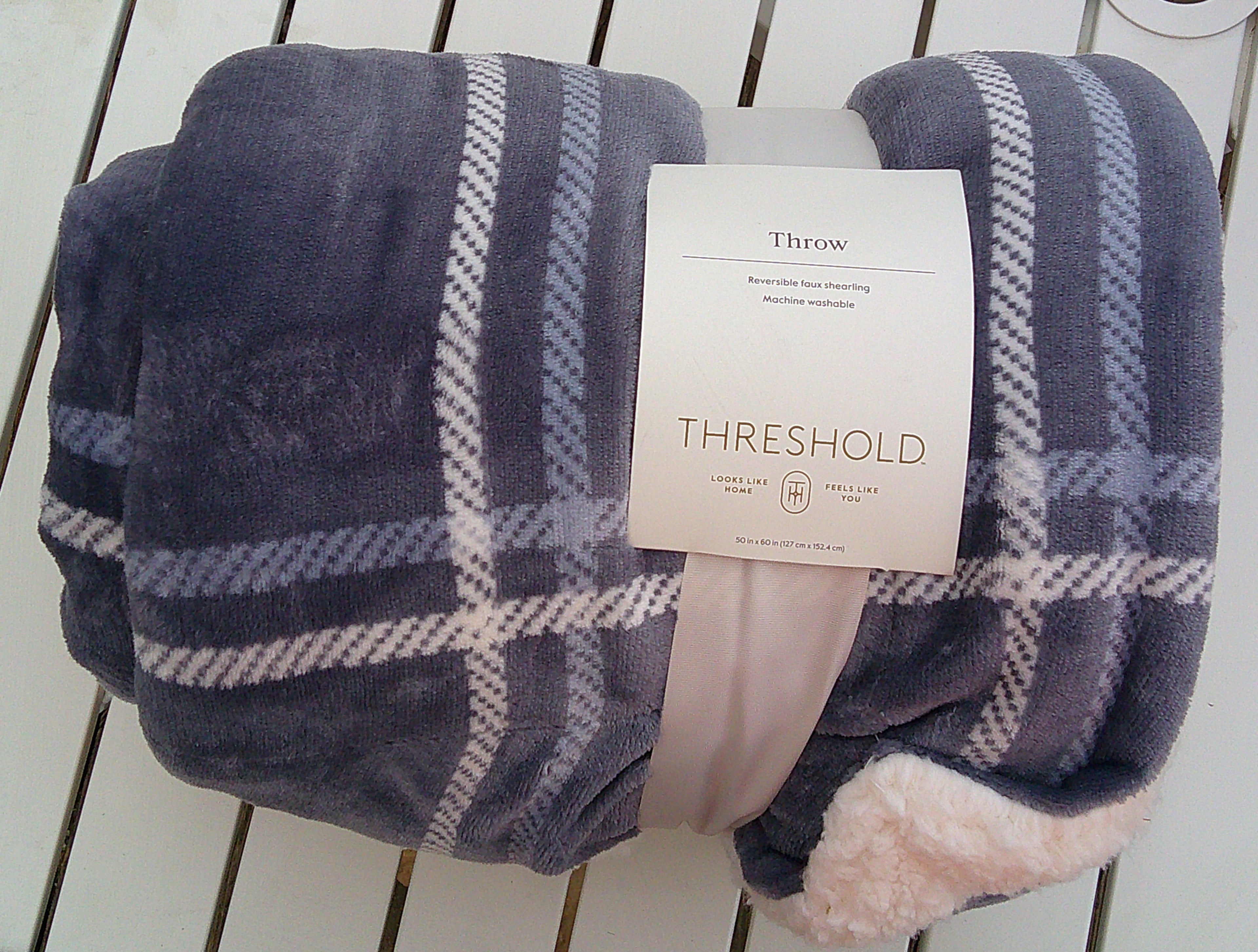 Threshold Blue and White Throw 50x60