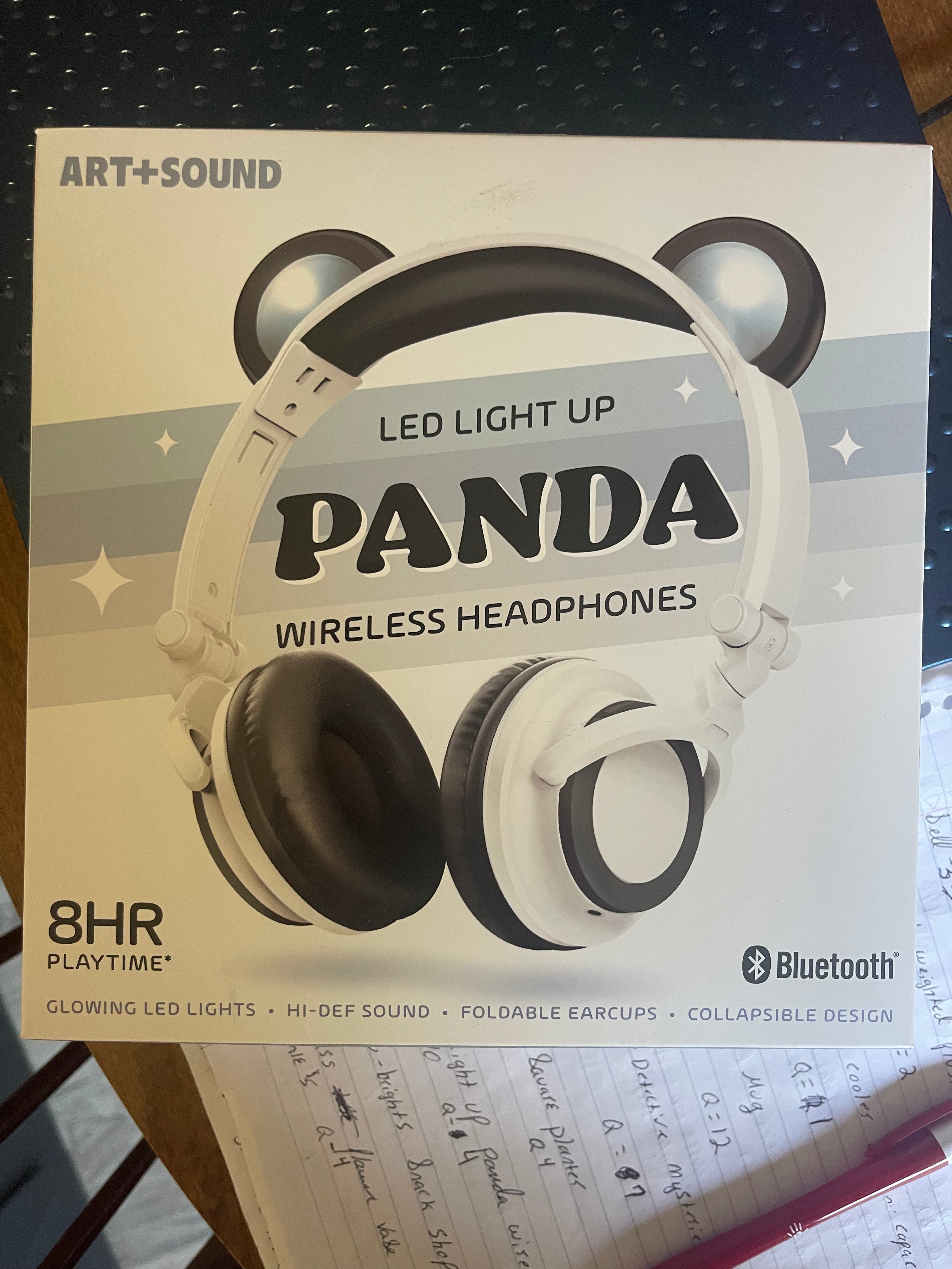 LED Light Up Panda Wireless Headphones