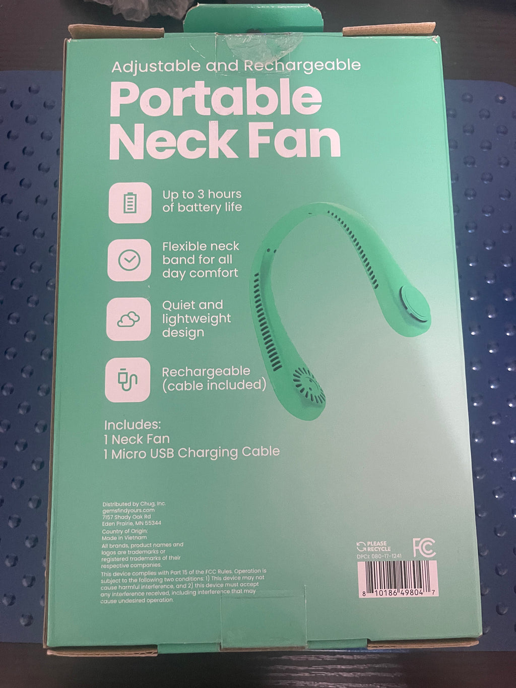 Portable neck fan