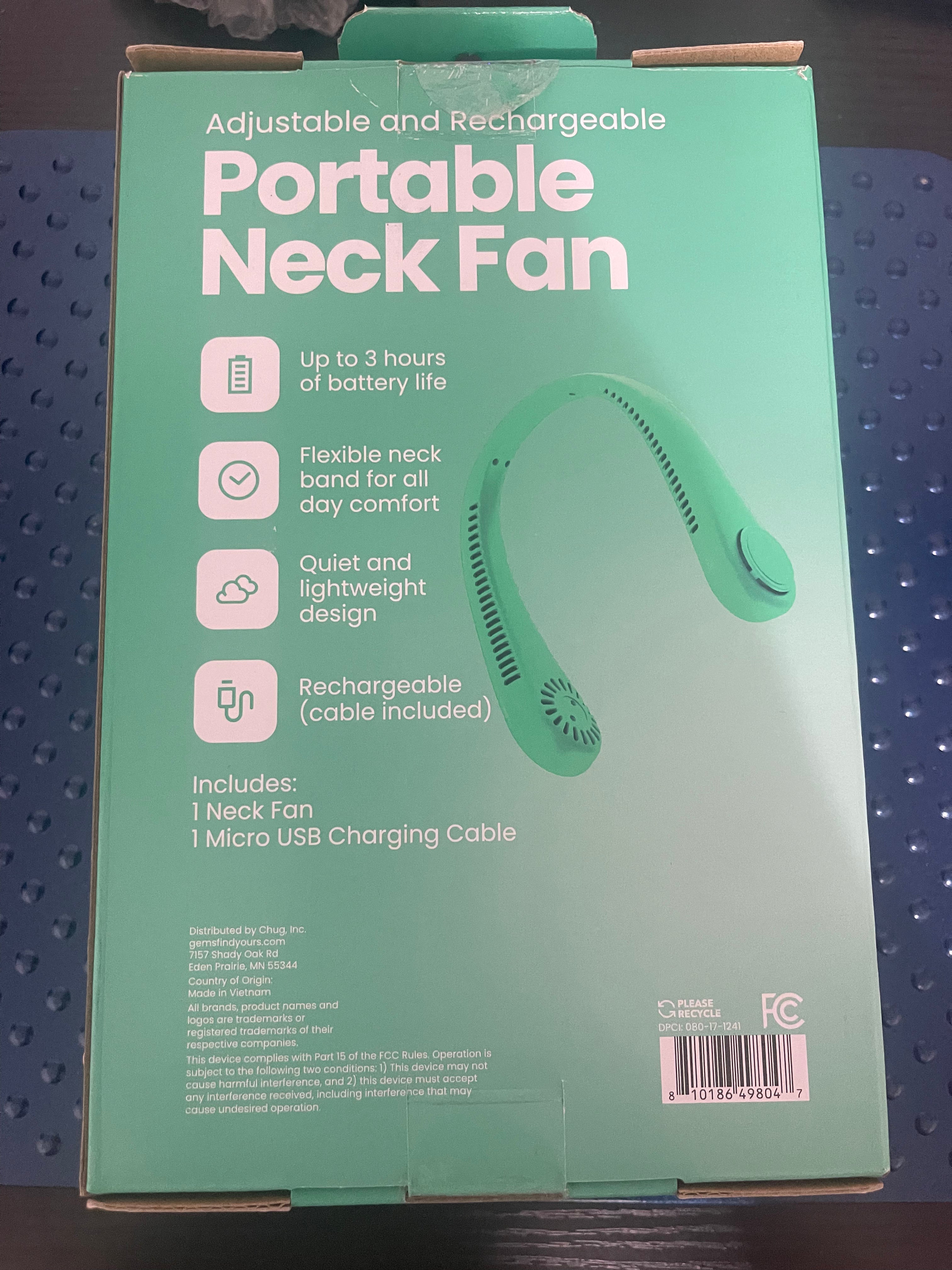 Portable neck fan