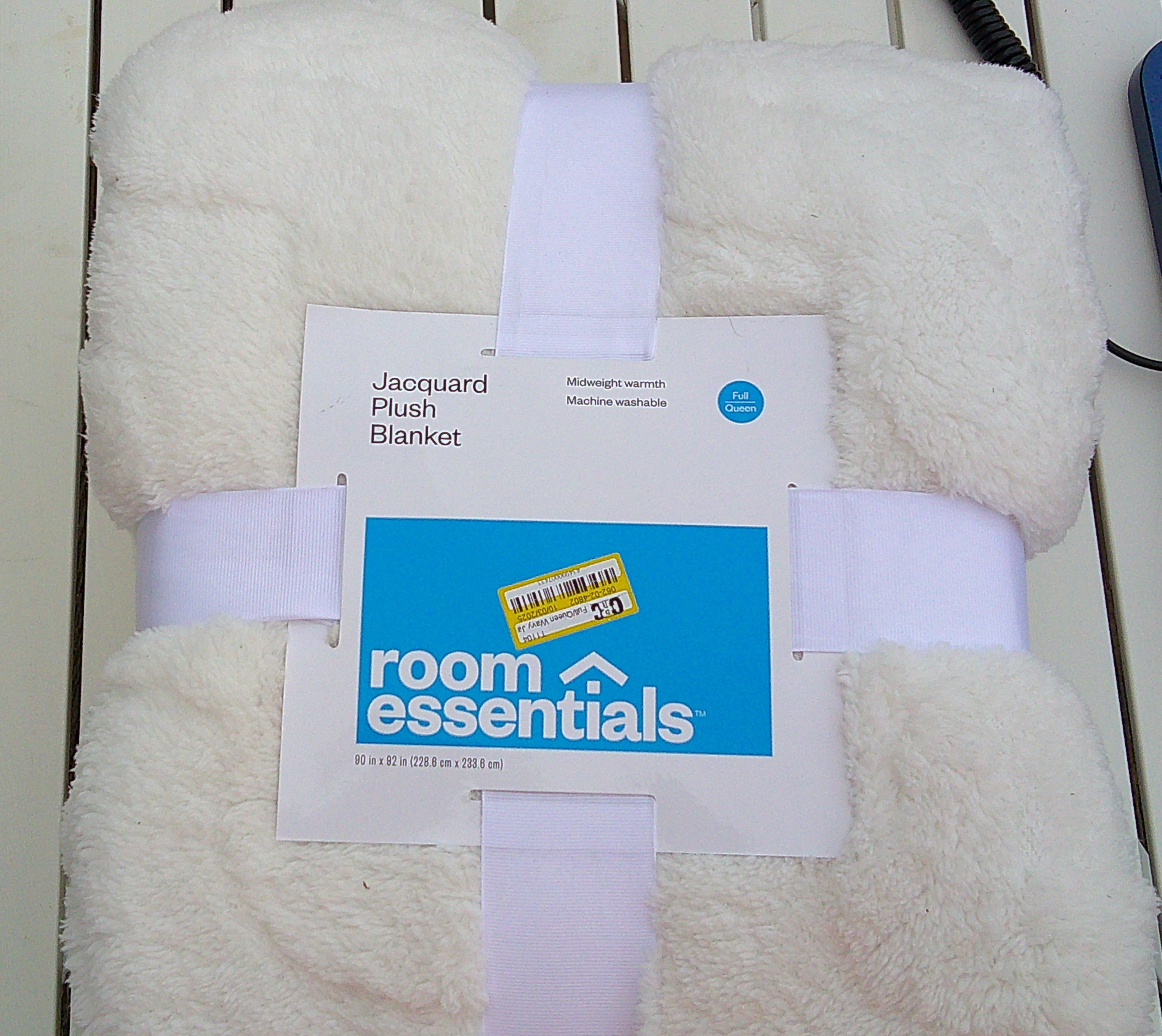 Jacquard Plush Blanket White 90x92